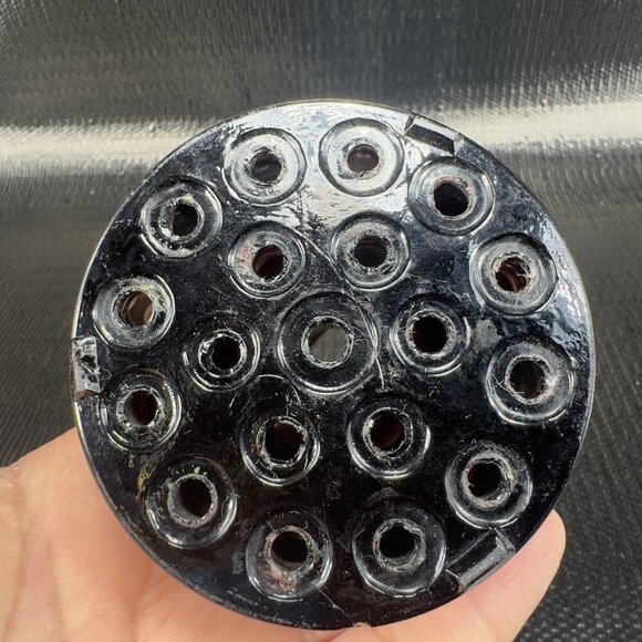 Vintage 19 Hole Flower Frog Black Glass Vintage Glassware Decorative 1980s Decor - Picture 5 of 11